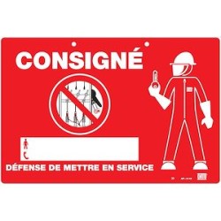 plaque plastique 'consigne defense'
