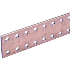 Barre perforée en cuivre nu, double, 50 mm x 5 mm x 1750 mm