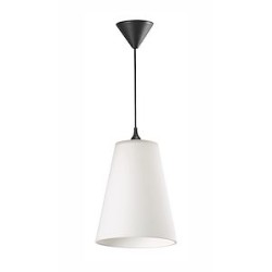 ATON 150- Suspension E27 60W max, D150mm, verre opale, patère/câble noir, s/lpe