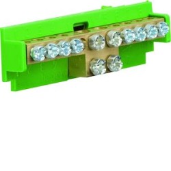 Borne en laiton, 8x10² 2x16², avec base de montage, Couleur: vert