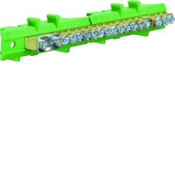 Borne en laiton, 1x25² 8x10² 8x16², avec base de montage, Couleur: vert