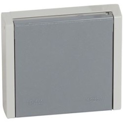 Prise de courant 3P+T 20A pour boite D67mm Plexo complet IP44 encastré - gris