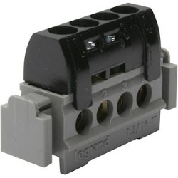 Bornier de répartition isolé IP2X phase - 4x1,5mm² à 16mm² noir - longueur 47mm