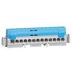 Bornier de répartition isolé IP2X neutre - 1 connexion 6-25mm² -bleu -long.141mm