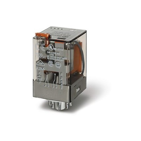 Relais industriel octal 2RT 10A 230V AC, bouton test et indicateur mécanique