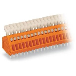 Barrette à bornes CI pas 2,54 mm 6 pôles avec poussoir, Orange