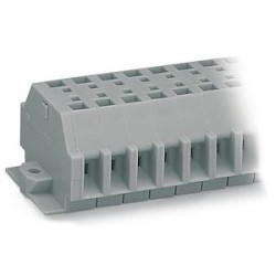 Barrette à bornes 2C 7 pôles / 4 mm² / Gris / Pied de fixation
