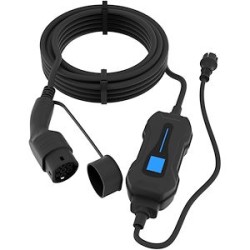 Câble de charge IRVE monophasé avec boitier 10A - 5 mètres mode 2 noir avec sac