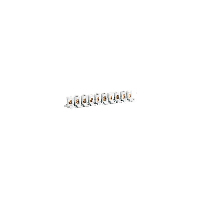 Barrette de 10 bornes séparables avec capacité par borne 2x6mm² et pas 15mm