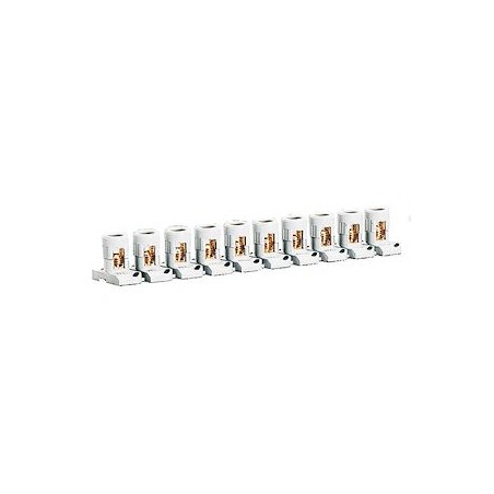 Barrette de 10 bornes séparables avec capacité par borne 2x6mm² et pas 15mm