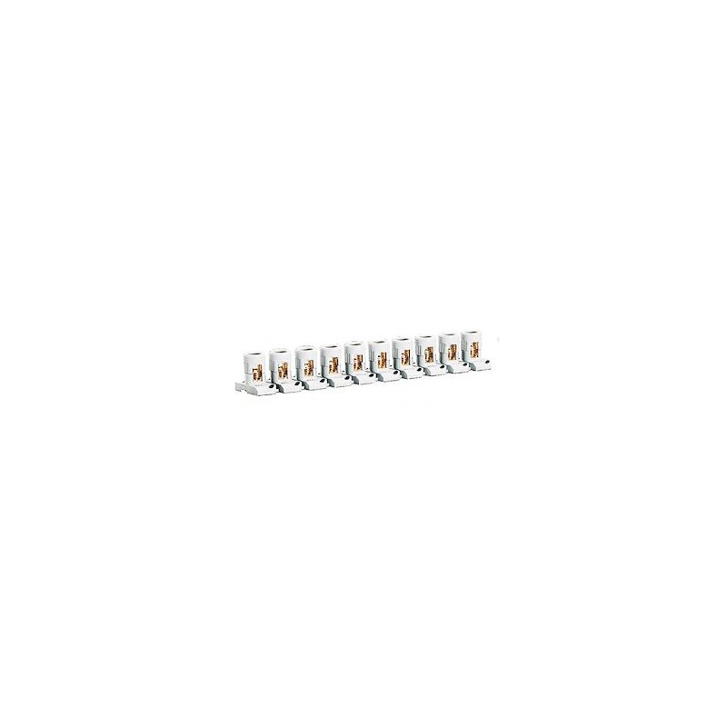 Barrette de 10 bornes séparables avec capacité par borne 2x16mm² et pas 21mm