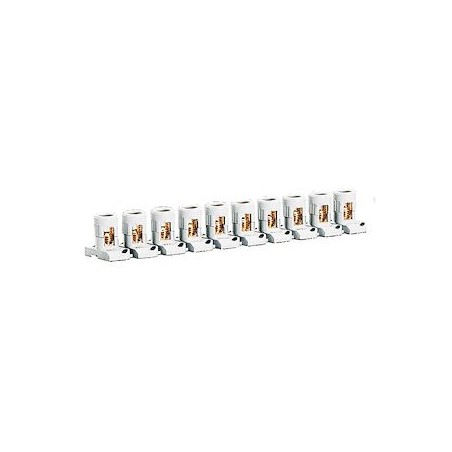 Barrette de 10 bornes séparables avec capacité par borne 2x25mm² et pas 21,5mm