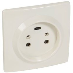 Socle 2P+T à vis avec éclips de protection dimensions 95x95mm