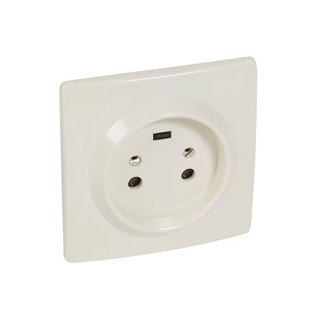 Socle 2P+T à vis avec éclips de protection dimensions 95x95mm