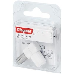 Fiche télévision coaxiale normalisée mâle sortie latérale D9,52mm