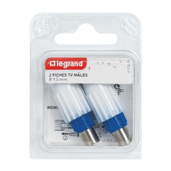 Lot de 2 fiches mâles télévision coaxiale D9,52mm