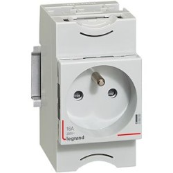 Prise de courant avec terre 10A et 16A - 2,5 modules DIN
