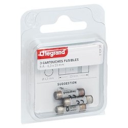 Cartouches fusibles pour porte-fusibles - sans témoin - 6,3x23mm - 6A