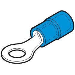 Cosse préisolée ronde bleue (1,5 à 2,5 mm²) - Diam. 10 mm