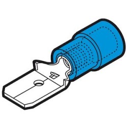 Clip partiellement isolé mâle bleu (1,5 à 2,5 mm²) - 6,3 x 0,8 mm