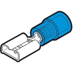 Clip femelle partiellement isolé bleu (1,5 à 2,5 mm²) - 4,8 X 0,8 mm