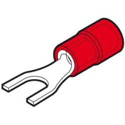Cosse préisolée fourche rouge (0,25 à 1,5 mm²) - Diam. 5 mm