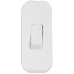 Interrupteur à bascule 2A 250V~ à touche de couleur et coupure bipolaire - blanc