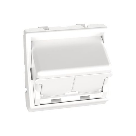 Plastron Angulaire 45x45 - 2 ports avec Volet - Blanc Artic - Livré en 2 parties