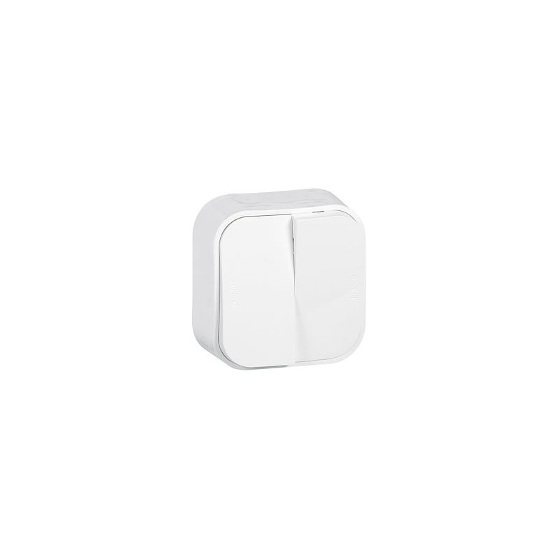 Double interrupteur ou va-et-vient saillie Profil Eco - Blanc