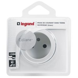 Prise de courant sans terre avec plaque Céliane - Blanc