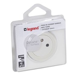 Prise de courant avec terre Céliane Surface avec plaque - blanc