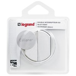 Double interrupteur ou va-et-vient avec plaque Céliane Soft - Blanc