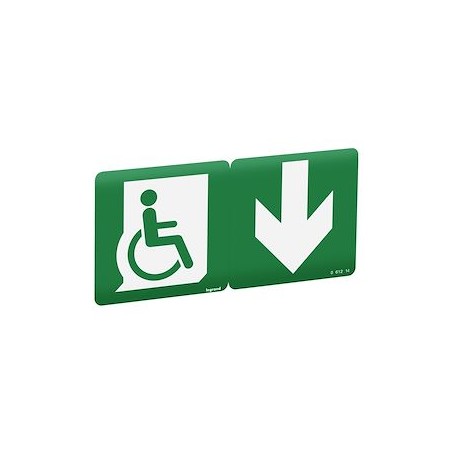 Etiquette évacuation repositionnable, recyclable personne mobilité reduite