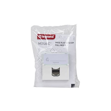 Prise RJ45 multimédia Mosaic catégorie6 STP 2 modules - blanc
