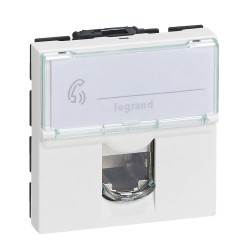 Prise RJ45 multimédia Mosaic catégorie6 STP 2 modules - blanc