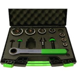 Coffret 9 poinçons et matrices e-vo3, PE 9 à 48, avec axes Polydiam et clé