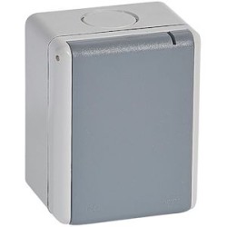 Prise étanche 3P+T 32A Plexo complet IP44 saillie - gris