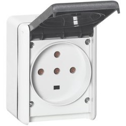 Prise étanche 3P+T+N 32A Plexo complet IP44 saillie - gris