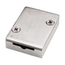 Étrier d'essai de terre laiton, finition étamée, pour conducteur rond et ruban