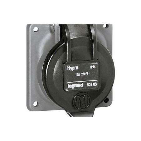 Prise de courant fixe 2P+T à brochage domestique Hypra IP44 - 250V~ - plastique