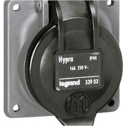 Prise de courant fixe 2P+T à brochage domestique Hypra IP44 - 250V~ - plastique