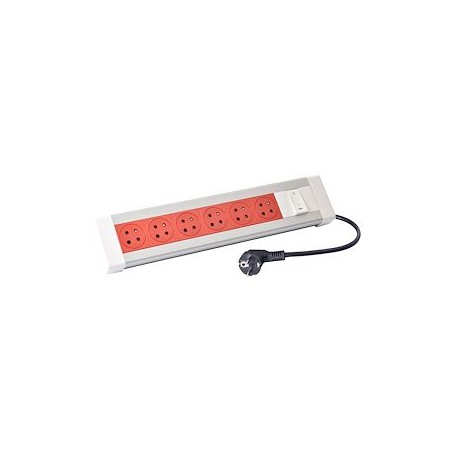 Bloc bureau 6x2P+T détrompage + 1 inter et cordon 3m 2P+T