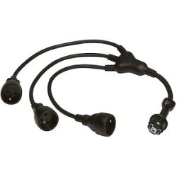 Rallonge multiprise pieuvre 1 fiche 2P+T 16A IP44 IK10 et 3 prolongateurs - 0,8m
