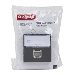 Prise RJ45 multimédia Mosaic catégorie6 STP 2 modules - noir mat
