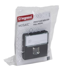Prise RJ45 multimédia Mosaic catégorie6 STP 2 modules - noir mat