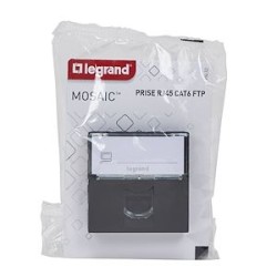 Prise RJ45 multimédia Mosaic catégorie6 F/UTP 2 modules - noir mat