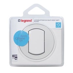 Interrupteur ou va-et-vient avec plaque Céliane Soft étanche 10A - blanc