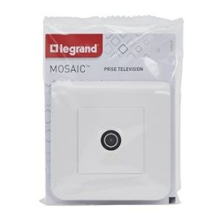 Prise TV Mosaic simple mâle blanc avec plaque