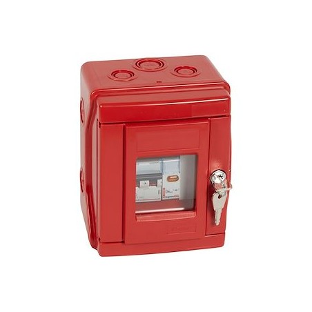 Coffret de sécurité Plexo chaufferie IP55 IK07 équipé d'1 disj. 2P + 1 voyant