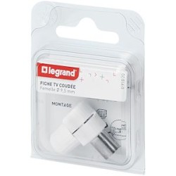 Fiche télévision coaxiale normalisée femelle sortie latérale D9,52mm